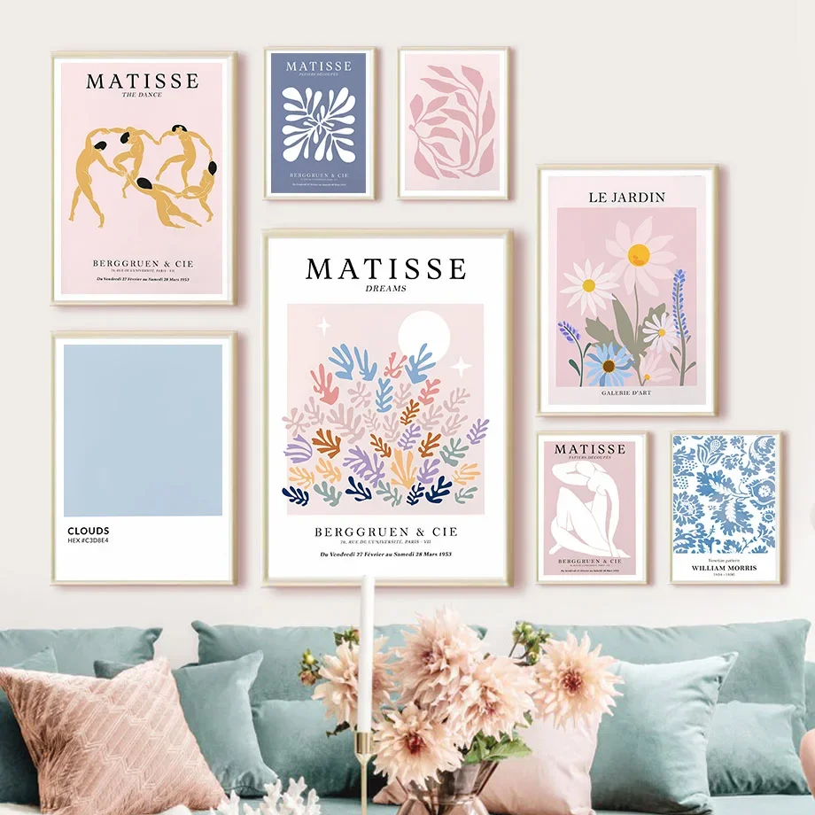 

Matisse William Morris Flower Leaf Modern Gallery Wall Art Prints Canvas Painting Abstract Poster Pictures For Living Room Decor
