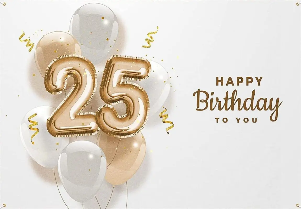 Alles Gute zum 25. Geburtstag Hintergrund Banner Weiß Glitzer Flecken Luftballons Party Dekoration für Mädchen Jungen Zubehör Fotografie Hintergrund