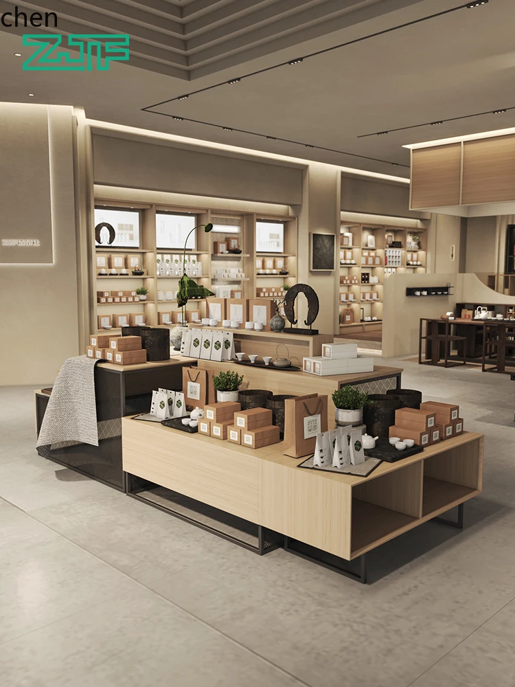 

HXL Sample Display Table Tea Island Display Stand Product Display Rack Combination