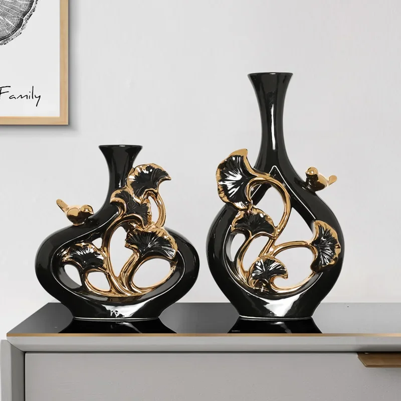 

Новая ваза с гинкго в китайском стиле, керамические поделки, украшения для дома, кабинета, кабинета, офиса, гостиной, мягкие украшения