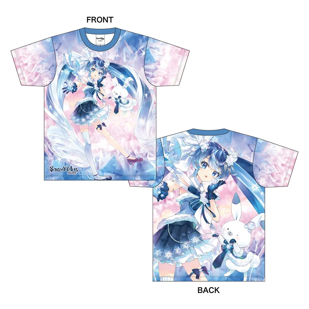 Camiseta de Anime Snow Miku 2026 Hatsune Miku con Estampado a Doble Cara, Camiseta Extra Grande Unisex, Ropa Urbana Harajuku, Tops Casuales de Manga Corta