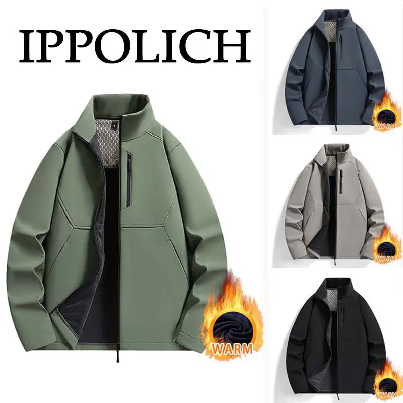 

Fleece Hiking Jacket Men Winter Waterproof Stand Collar Thick Warm Coat Outdoor Sports Field Climbing Outwear Casual Jacket