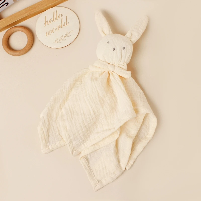 New Cotton Gauze Stuffed Bunny Baby Towel Muslin Rabbit Doll Newborn Comfort Towel Security Blanket Boys Girls Face Towel Bibs