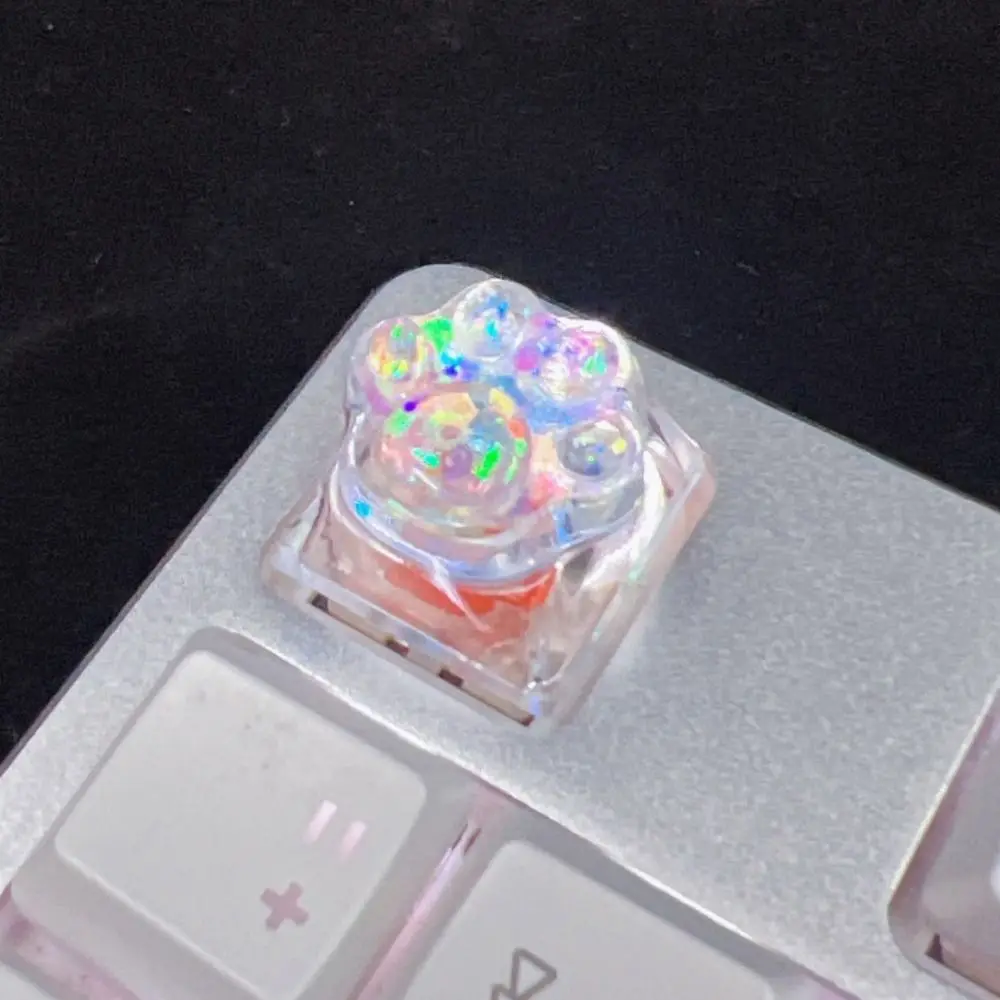 Transparent Cat's Paw Shaped Keycaps Cute OEM R4 Height Cat's Paw Keyboard Cap 3D Little Key Mechanical Keyboard Keycap