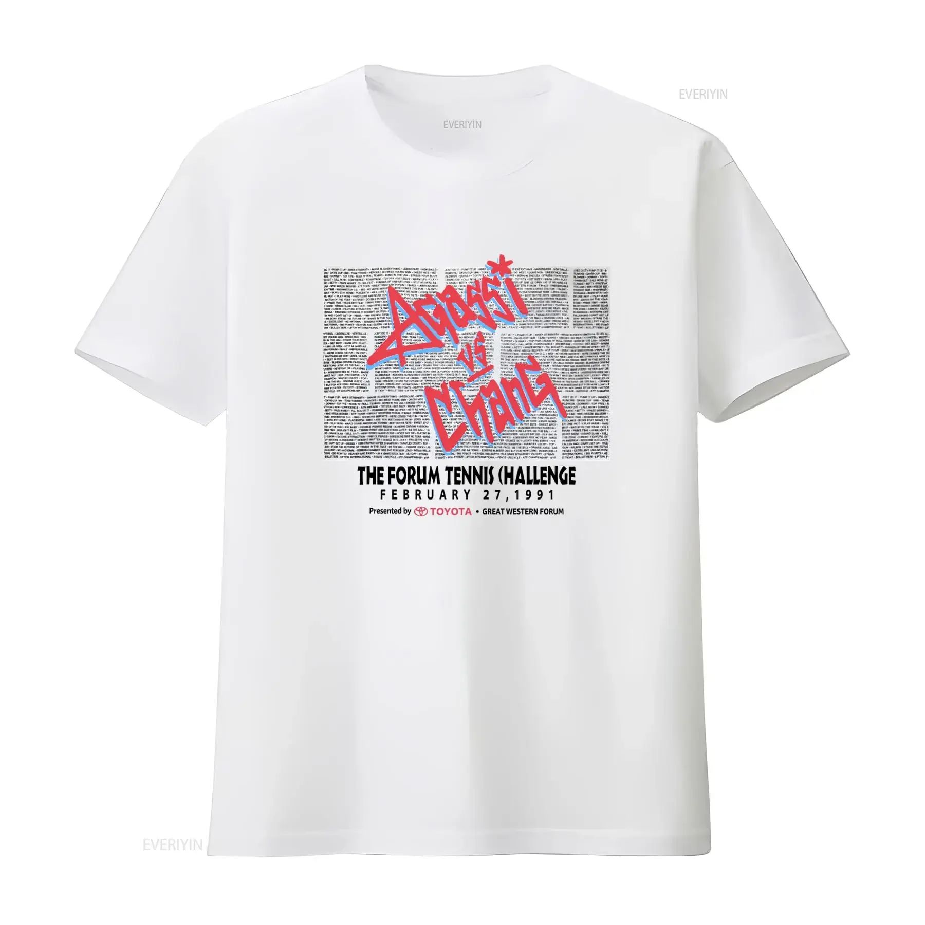Vintage 90s Andre Agassi vs Michael Chang 1991 Forum Tennis Challenge T shirt vintage Washed streetwear graphic Breathable Soft