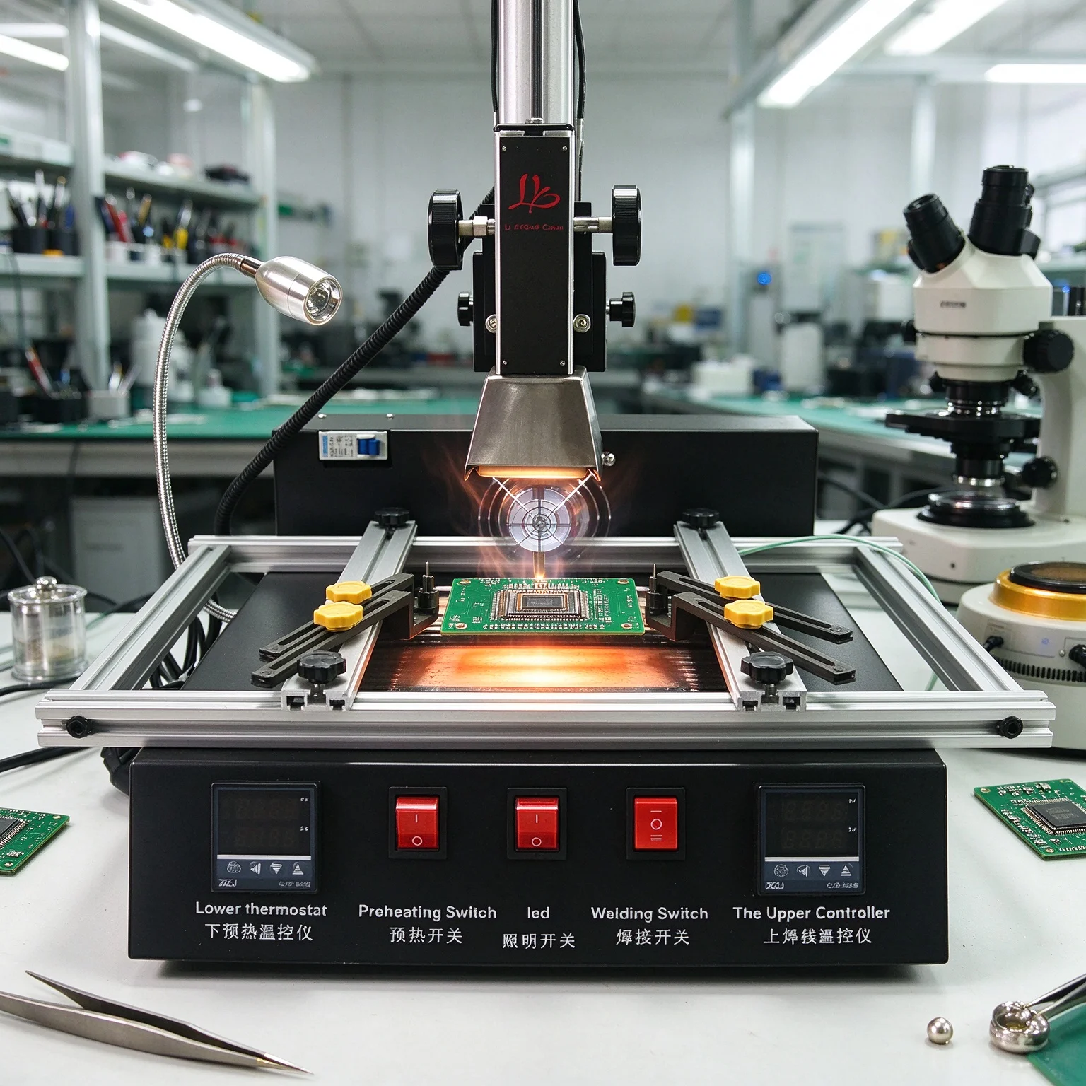 Infrared BGA Soldering Machine LY M770 BGA Rework Station 2 Zones 1900W Optional Reballing Kits