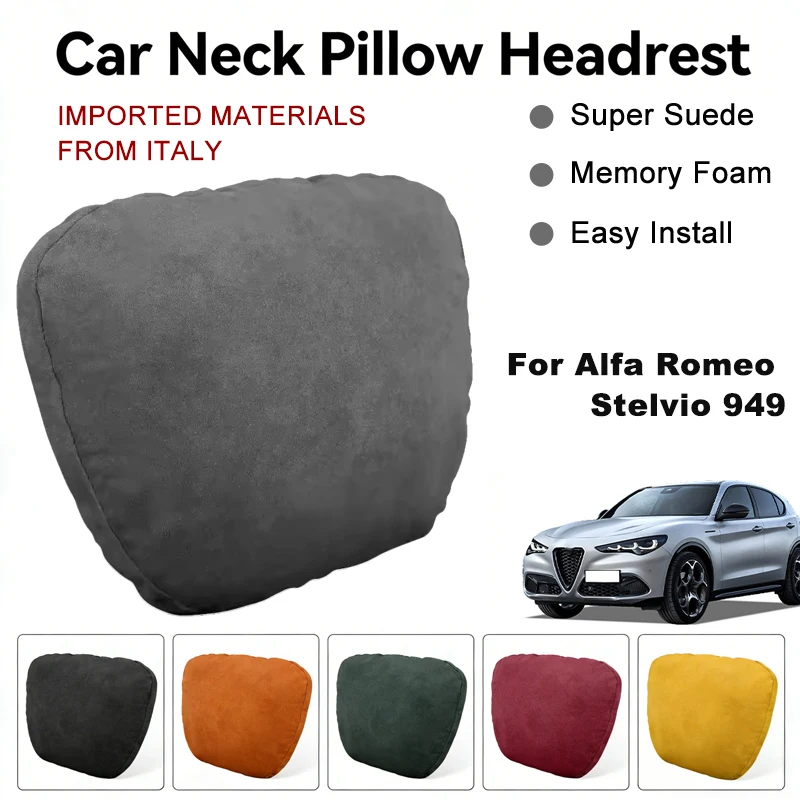 

Italy Suede Car Neck Rest Pillow For Alfa Romeo Stelvio 949 Seat Head Neck Support Cushion Auto Interior Accessories