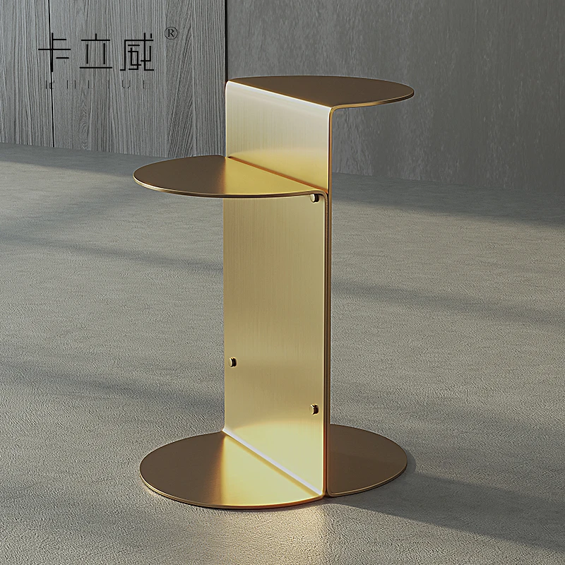 LMM Stainless Steel Black Titanium Side Table Mini Corner Table Card Sofa Living Room Bedroom Quiet Wind Small Coffee Table