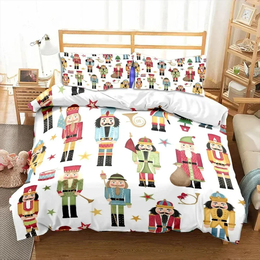 

Luxury New 3D Print Nutcracker Duvet Cover Set Christmas Bedding Set Cartoon Royal Guarder New Year Festival Quilt Cover Queen