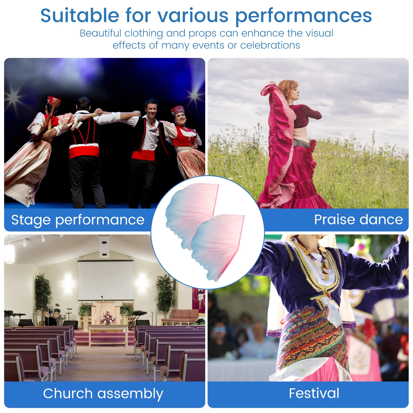 2개 세트 기독교 춤 깃발 천사 날개 깃발 막대 포함 벨리댄스 개막식 춤 소품 교회 춤 액세서리