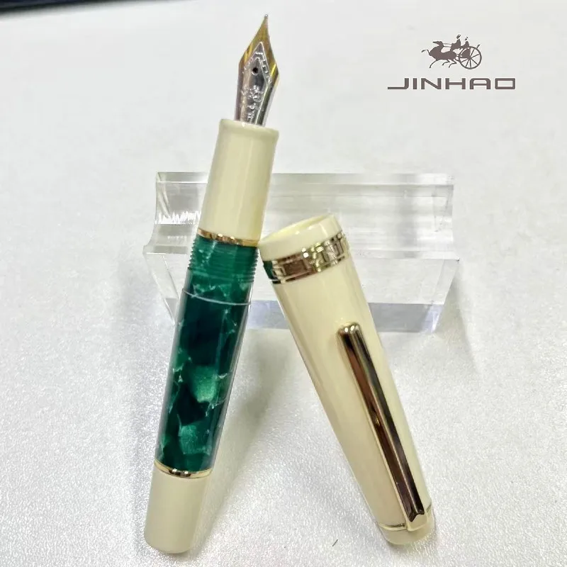 Jinhao 82 Mini pluma estilográfica acrílica, punta mediana de iridio con convertidor de tinta, mini pluma de viaje de bolsillo corto azul marino (rebellecedor dorado)