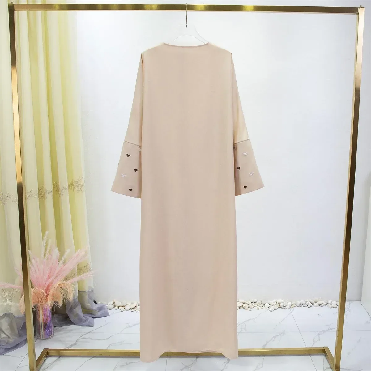 Women Jilbabs Open Front Abaya Long Sleeve Maxi Length Dress Womens Clothing Muslim Cardigan Abayas Embroidery Out Kaftans