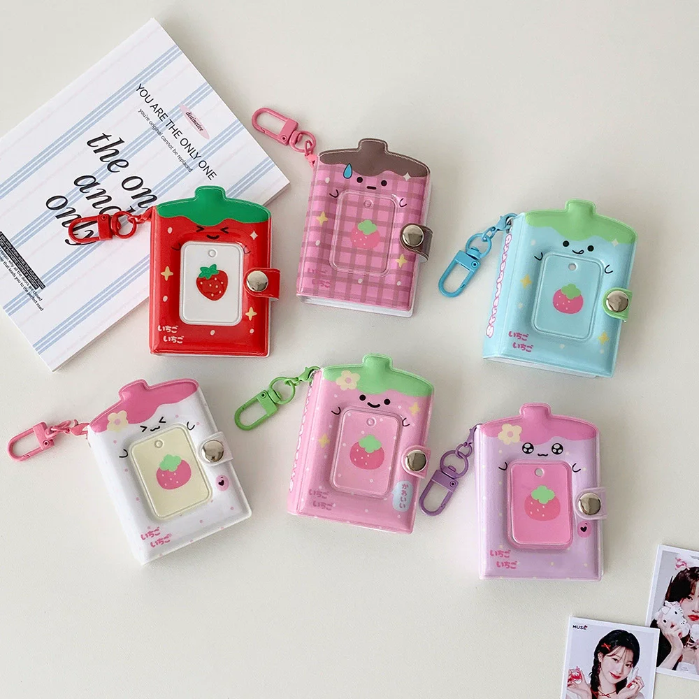1.5x2.1 Inch Mini Colorful PVC Photo Album Photo Storage Keychain 32 Clear Pockets for Valentine Gift Wedding Birthday Memory