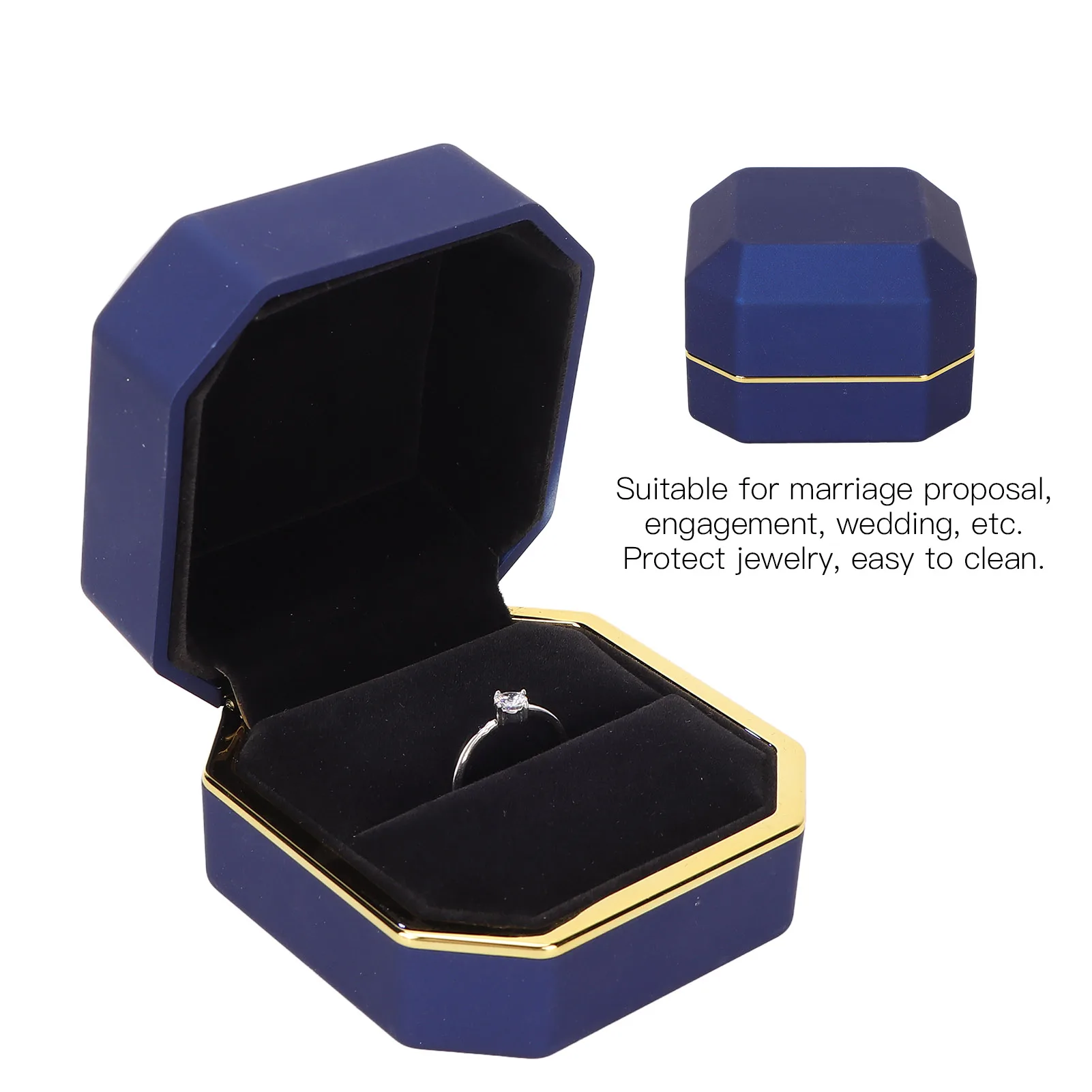 LED Light Ring Box Jewelry Display Gift Box Jewelry Storage Case For Engagement Wedding Red