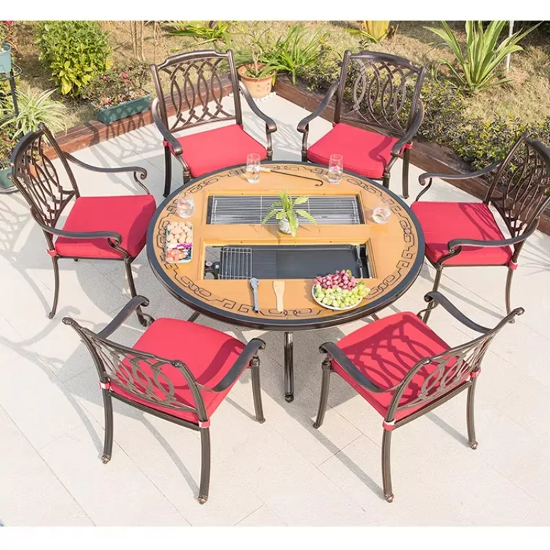 High Quality Modern Europe BBQ Grills Durable Charcoal Table and Chair Sets for Outdoor Courtyard Hotel Use Wholesale