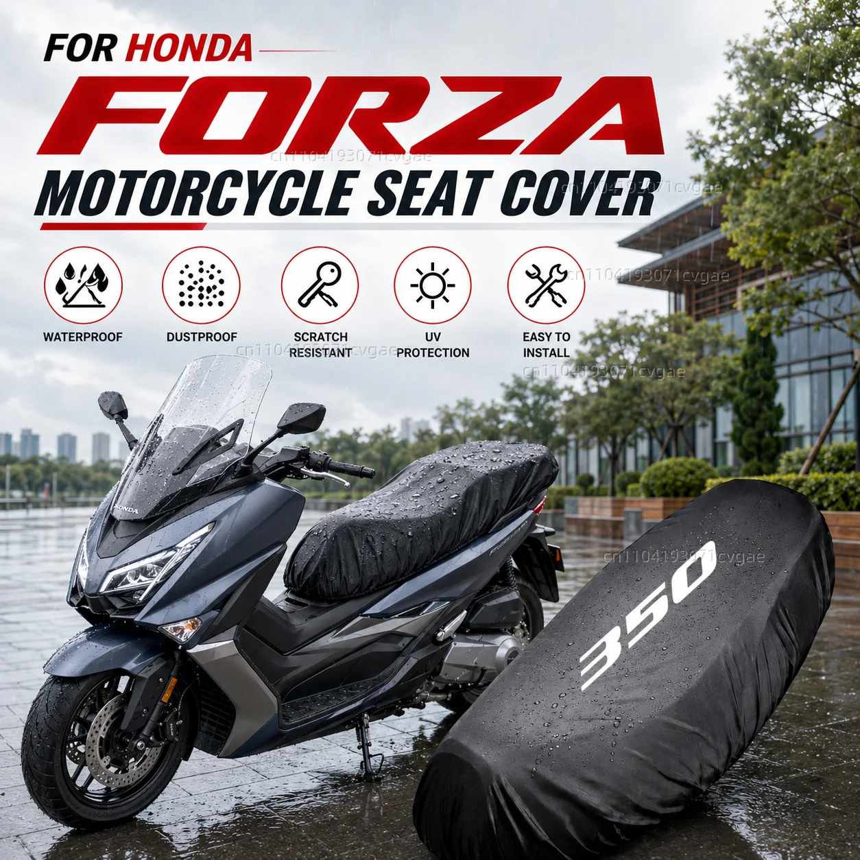 

For Honda Forza 350 ADV 350 ADV350 Forza350 Motorcycle Rain Seat Cover Waterproof Saddle Cover Black 210D UV Protection