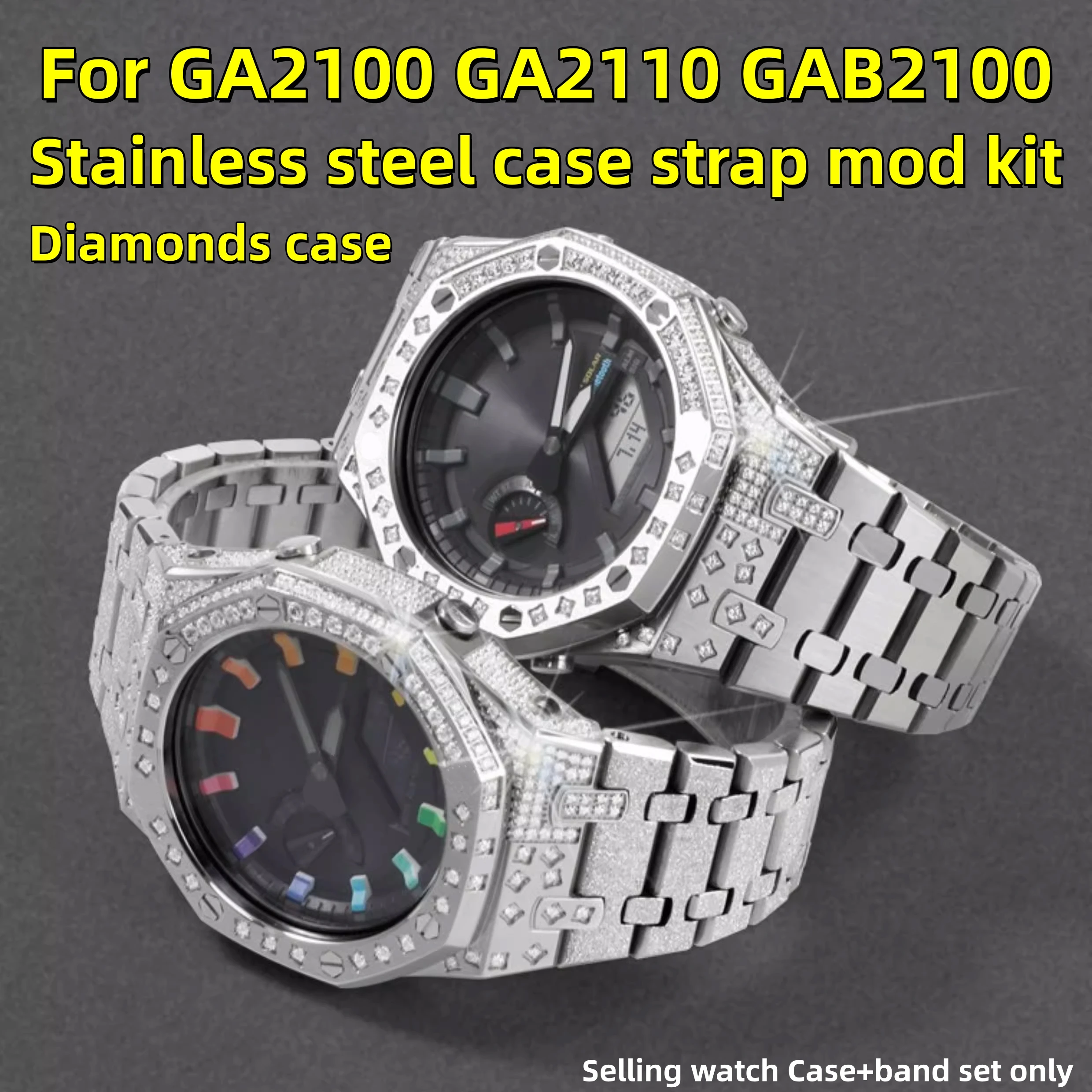 GA2100 Mod kit Stainless Steel Case watch Strap For Casio G-SHOCK Farm Oak GA-2100 GA-2110 GA-B2100 Metal watch bezel watch band