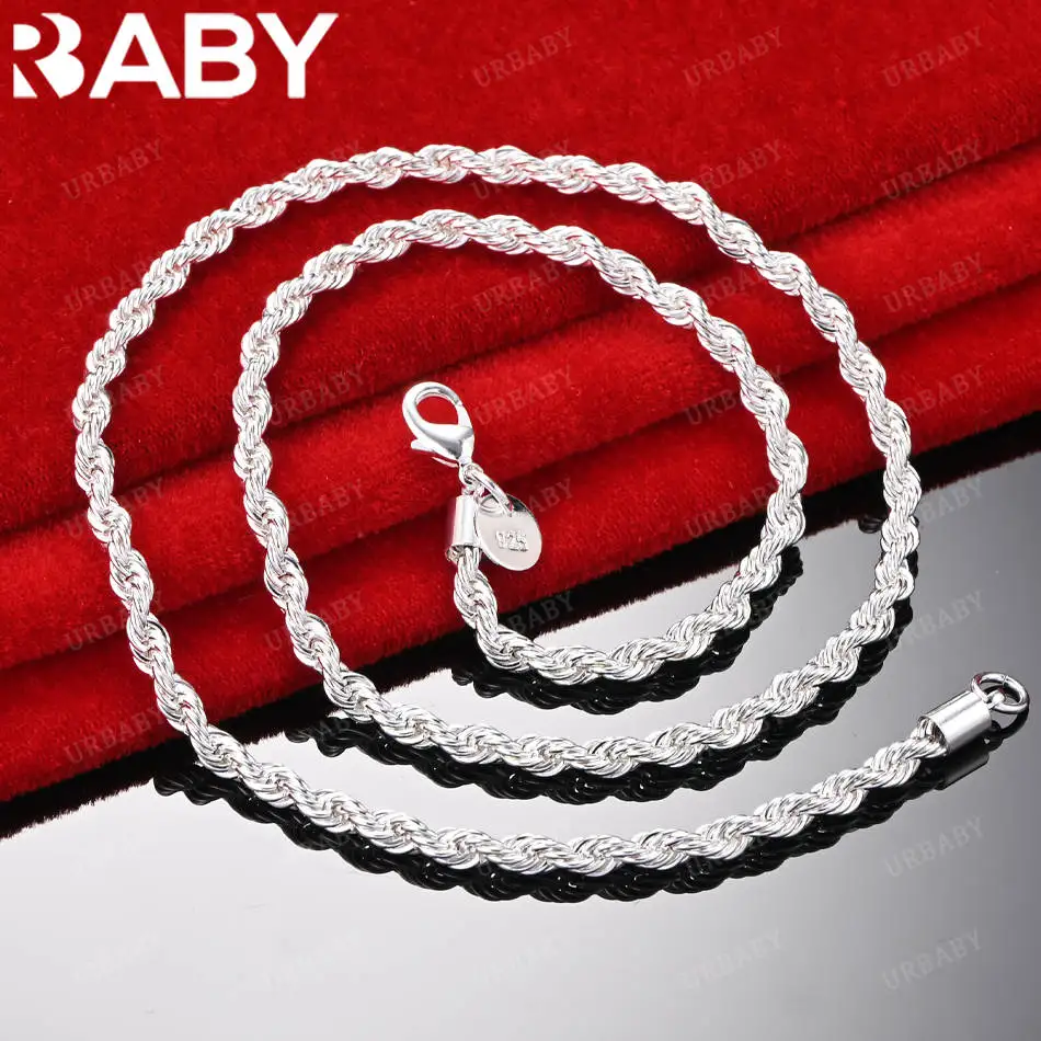 

URBABY 50cm 925 Sterling Silver Rotating Chain Necklace For Women Men Charm Trend Birthday Gifts Fashion Party Fine Jewelry
