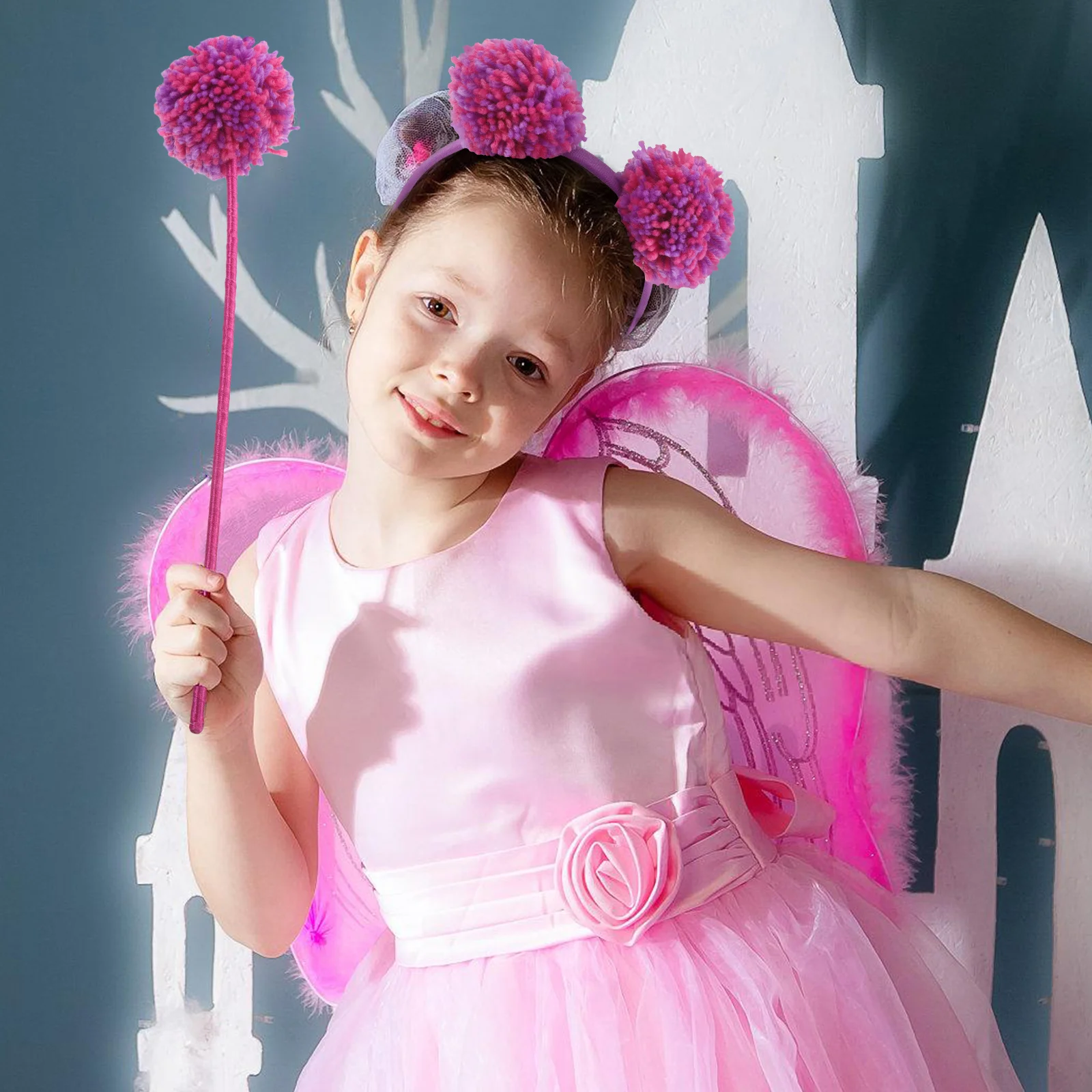 

1 set Fairy Wand Headband Hair Accessories Unique Shape Creative Girls Pom Cosplay Supplies Party Holiday Props