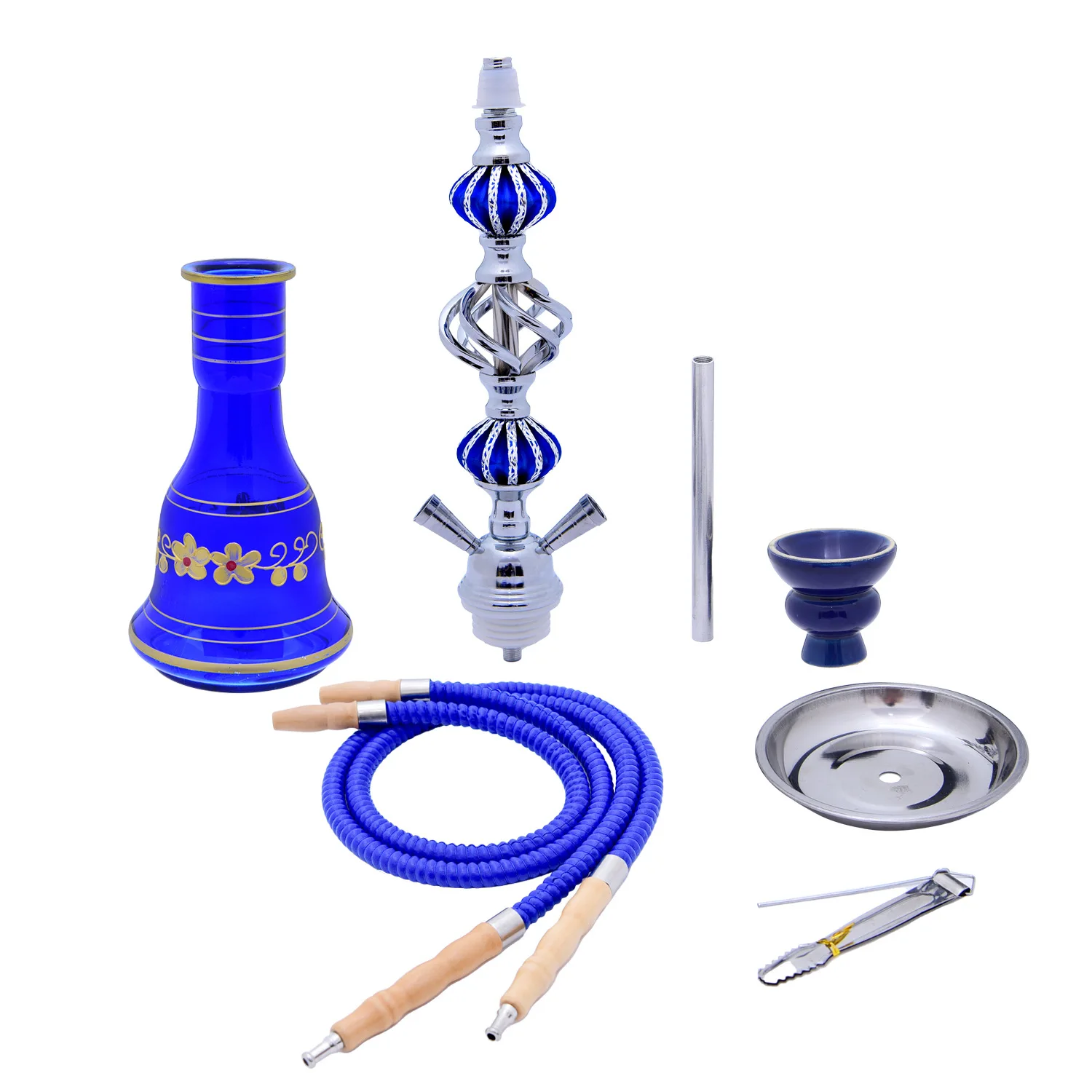 DEJAYA 2 Hose Glass Hookah Shisha Pipe Set Narguile Completo Hooka Chicha Pipa Cachimba Sisha For Smoking Accessories Club Party