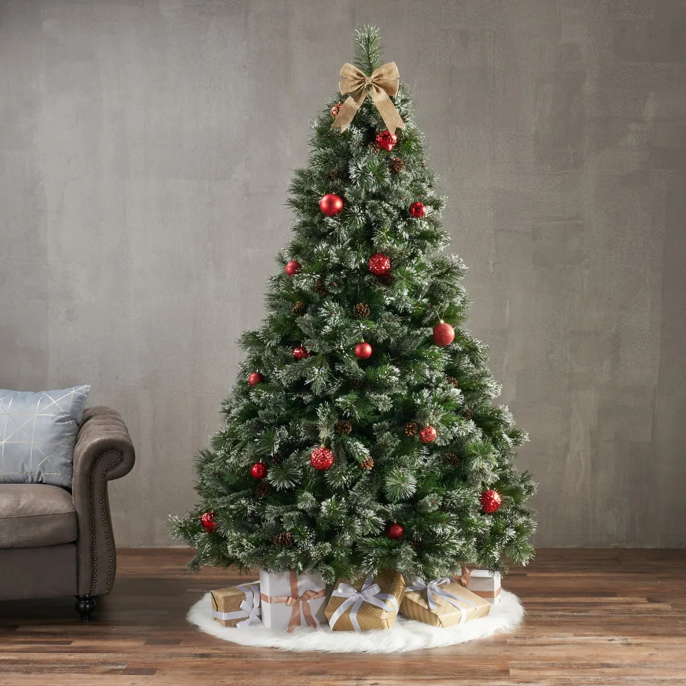 

7' Faux Cashmere and Snow Bristle Mixed Tree with 75 Pine Cones and 1233 tips,Dia.:59