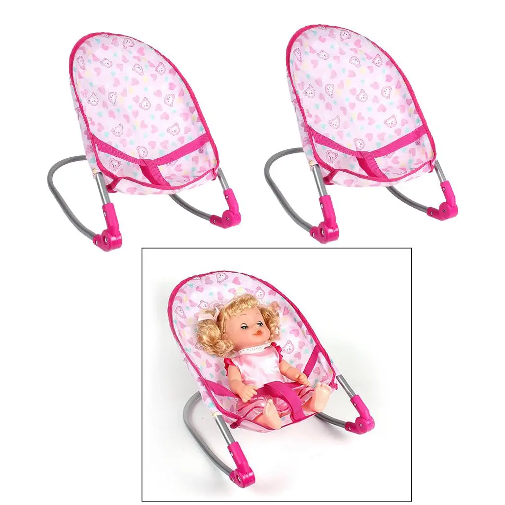 2Pcs Doll House Accessories Rocking Chairs Swing Bed Dining Chair Baby Play House Simulation Furniture Toys Pretend Play Toys
