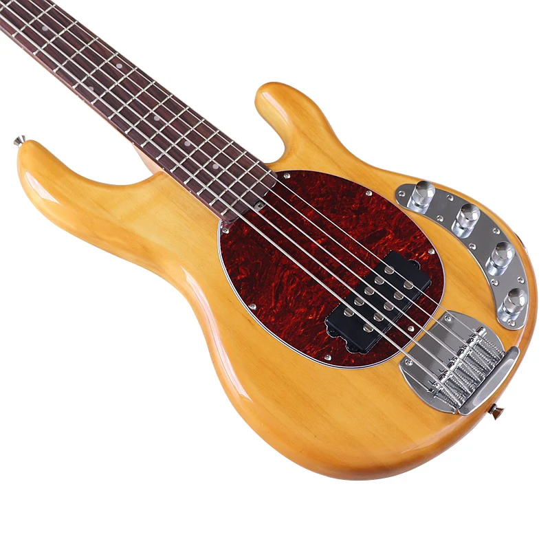 Active 5 String Electric Bass Guitar High Gloss Finish Basswood Body 21 Frets Black Hard Wood Fingerboard Bass Guitar