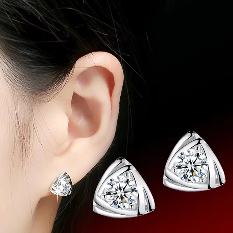 2025 New Fashion Earrings Ladies Jewelry Triangle Earrings Crystal Heart Love Earrings Simple Original Wholesale Cheap Marketing
