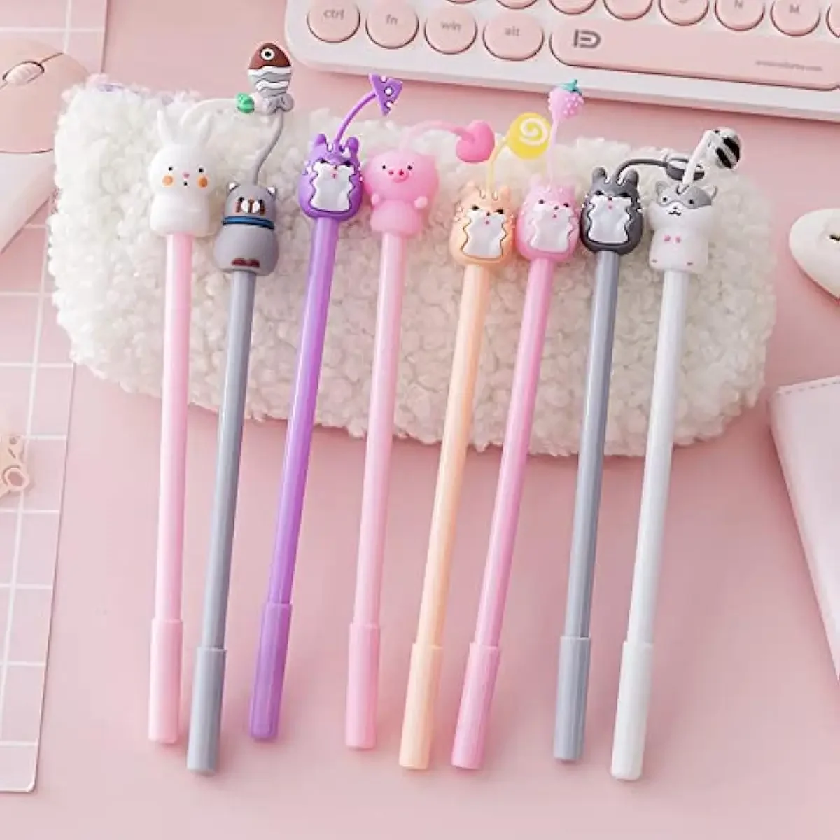 36 Pcs Cartoon Animal Gel Ink Pens Writing Neutral School Office Supplies Kids Gifts Ball Point Color Cat Pink Rabbit White Pig