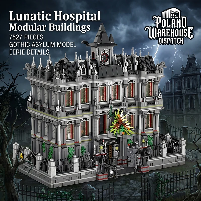 Lunatic Asylum Hospital Building Blocks Horror Movie Game Modular Architecture Model Brick Puzzle Toys Adults Gift