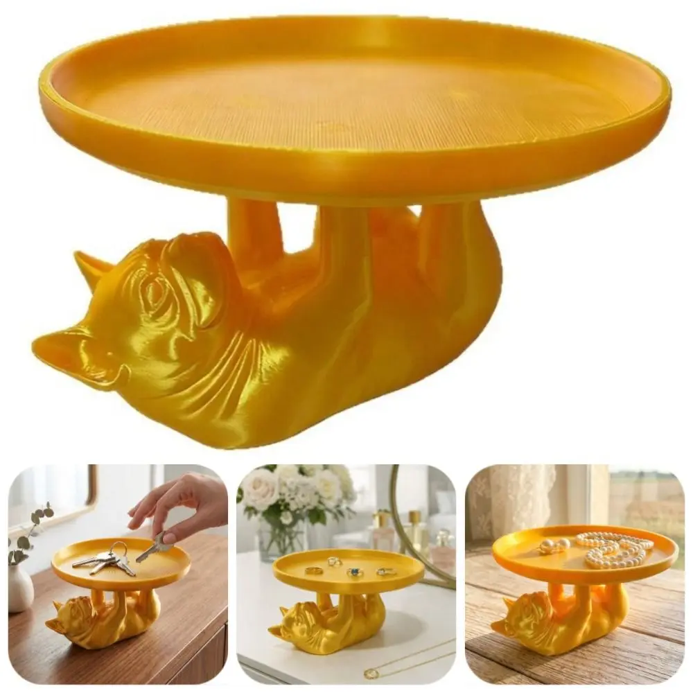 Minimalist French Bulldog Shape Jewelry Storage Tray INS Creative Mini Key Tray Elegant Gold Rings Holder Birthday Gift