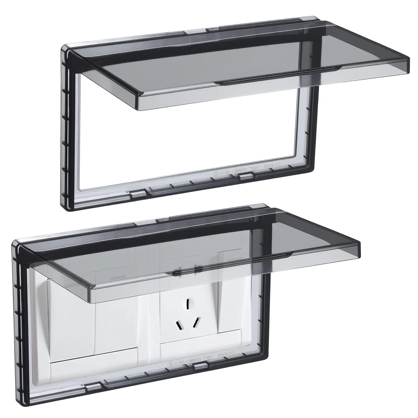 

2Pcs Waterproof Socket Outlet Cover Double Location Ultra Thin Design Large Opening Angle Wall Protector Sticky Outlet