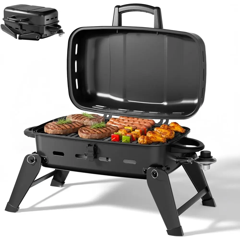 

Compact Outdoor Propane Gas Grill for Portable Use - Ideal for Camping, Hiking, RV, and Patio Cooking