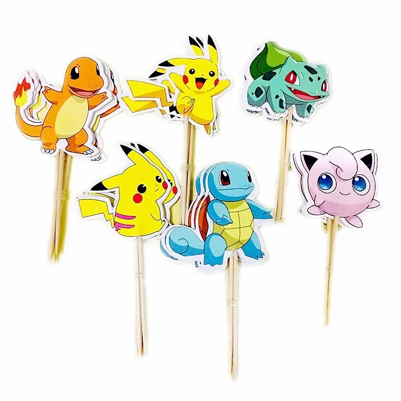 Kawaii Anime Pokémon Cake Topper Pikachu Charizard Figure Cake Insert Children's Happy Birthday Decoration Supply Toys Gift