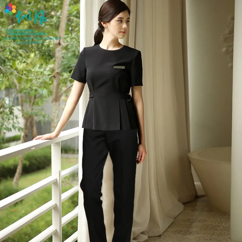 

Корейский Sle Nail Artist Work orm Юбка Комплект Спа Beau Salon Стойка регистрации Профессиональная одежда ort Sve Полиэстер