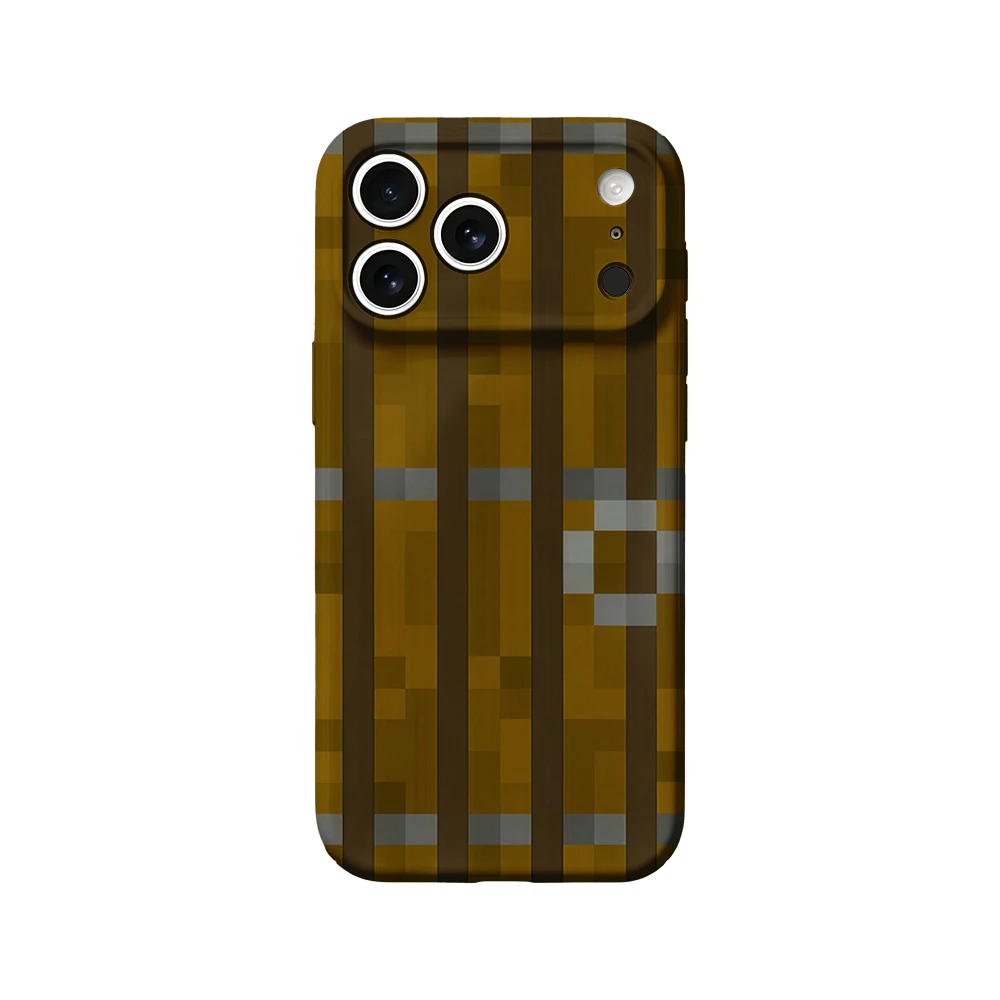 Brown Wood Pixels Phone Case For iPhone 17 16 15 14 13 12 11 Pro Max Air 16e 7 8 Plus XS Max X XR Hard PC Bumper Cover