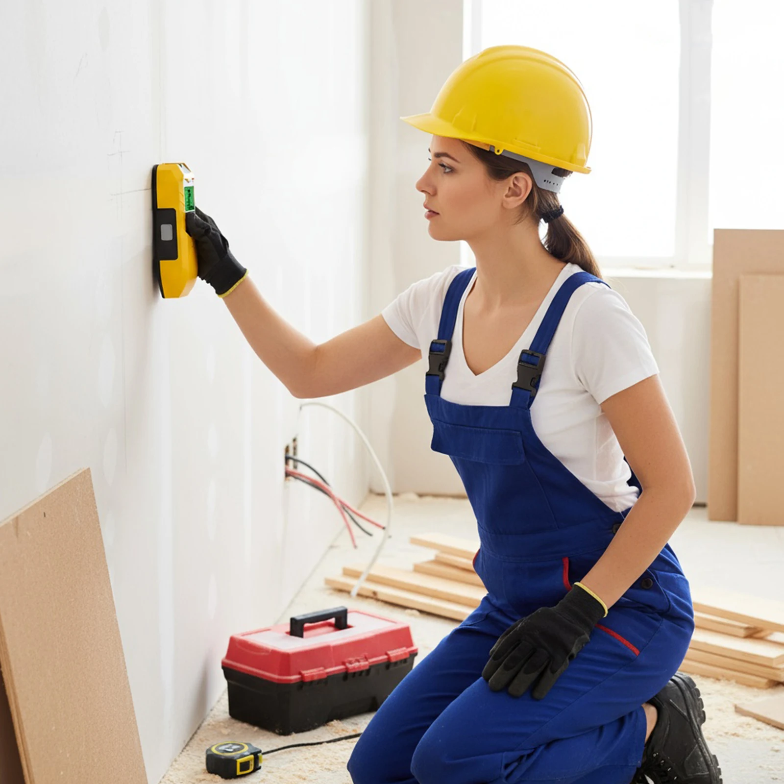 أداة قياس معدنية محمولة على الحائط تعمل بالبطارية، أداة قياس معدنية على الحائط، شاشة LCD، ماسح ضوئي معدني محمول للجدران الجافة الخشبية #4