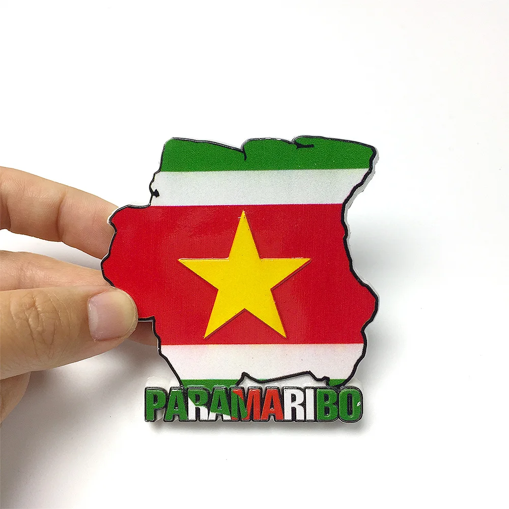 

Paramaribo, Suriname 3D Resin Fridge Magnet - Suriname Flag & City Silhouette Home Decor, Cute Kitchen Accessories