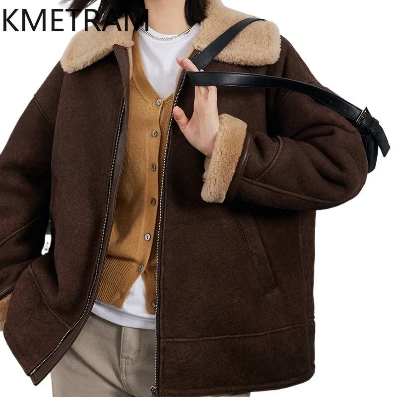 Giacca di pelliccia di pelle di pecora naturale Donna Vera lana merino Cappotto di pelliccia corta Abbigliamento donna Inverno Vecchio stile soldi Giacche Fourrure 2024