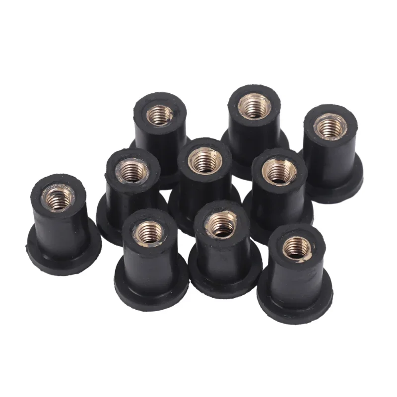 10pcs M4/M5/M6 Motorcycle Modified Brass Rubber Well Nuts Fastener Motorcross Decoration Windshield Riveted Fastener Accessories