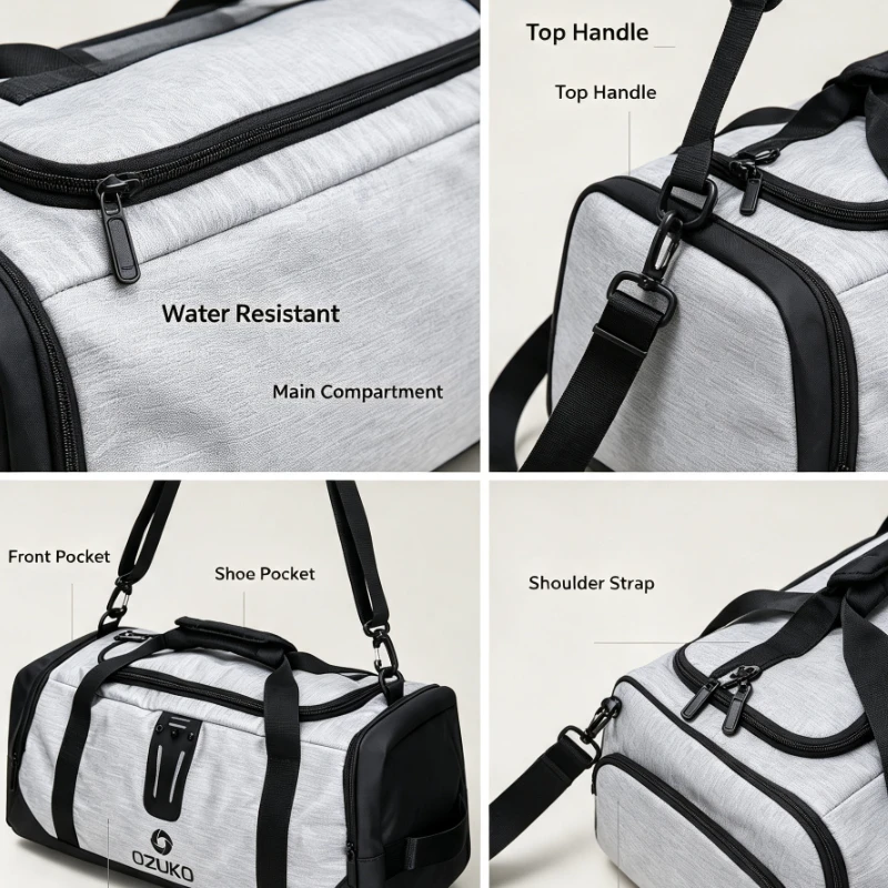 Men Waterproof Travel Duffel Bag Large Capacity Gym Sports Tote Shoulder Weekender Overnight Bag For Business Trip Camping