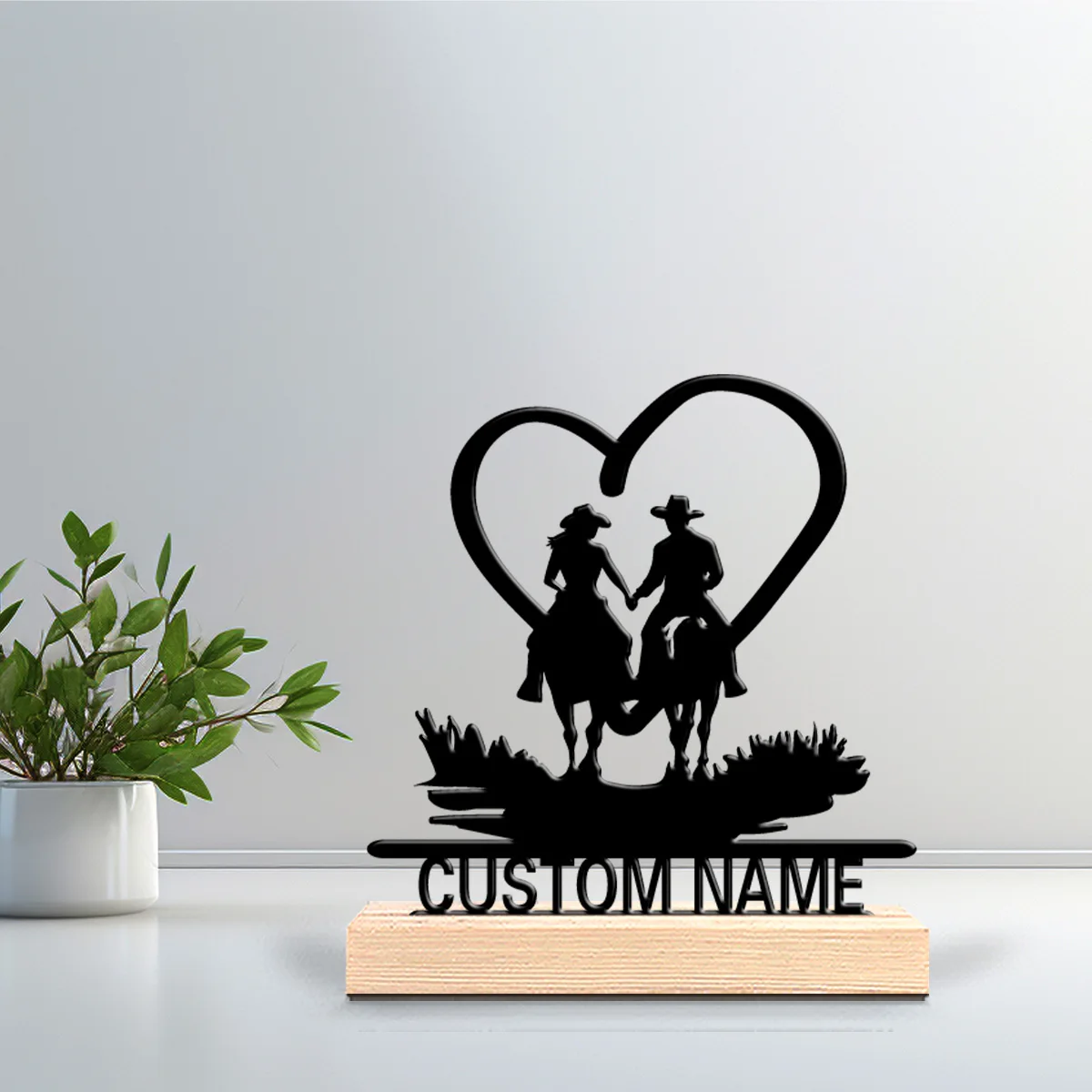 Estatuas de metal personalizadas de terror para montar a caballo, escultura de escritorio con base de madera, adecuada para oficinas, dormitorios, D, 1 ud.