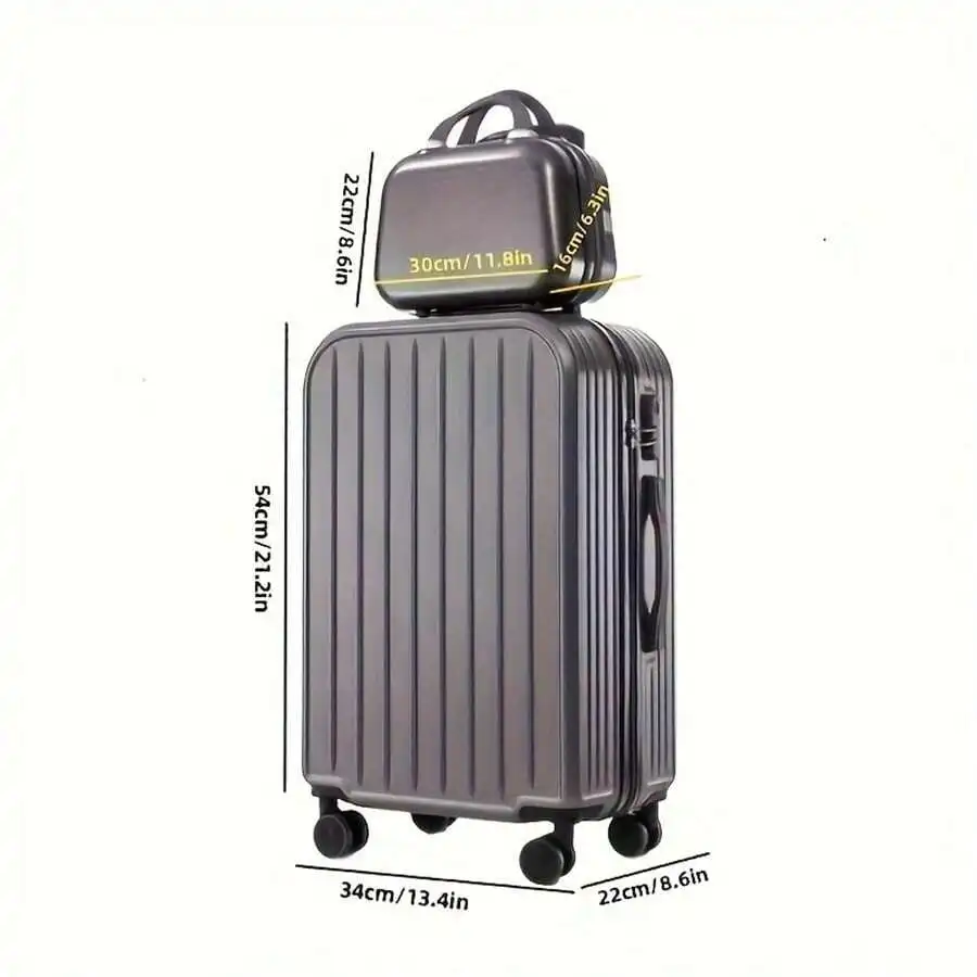 2 Pcs, 20 Inch Hardside Luggage Carry On Luggage With Cup Phone Hard Shell Suitcases With Spinner Wheels Travel Suitcase Suit Ca