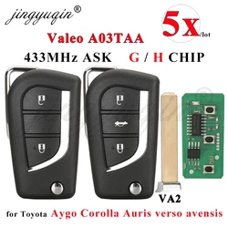 jingyuqin 5szt VA2 Flip Remote Car Key Fob 433MHz H-8A dla Toyota Aygo Corolla Auris /G Chip fit Verso Avensis S 000048000 A03TAA