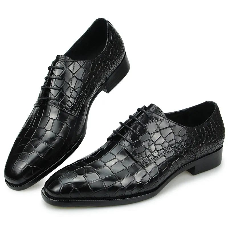 

Fashion Alligator Printing Shoes Men's Genuine Leather Shoes Top Grade Dress Party Shoes Luxury Zapatos De Hombre Leather Shoe