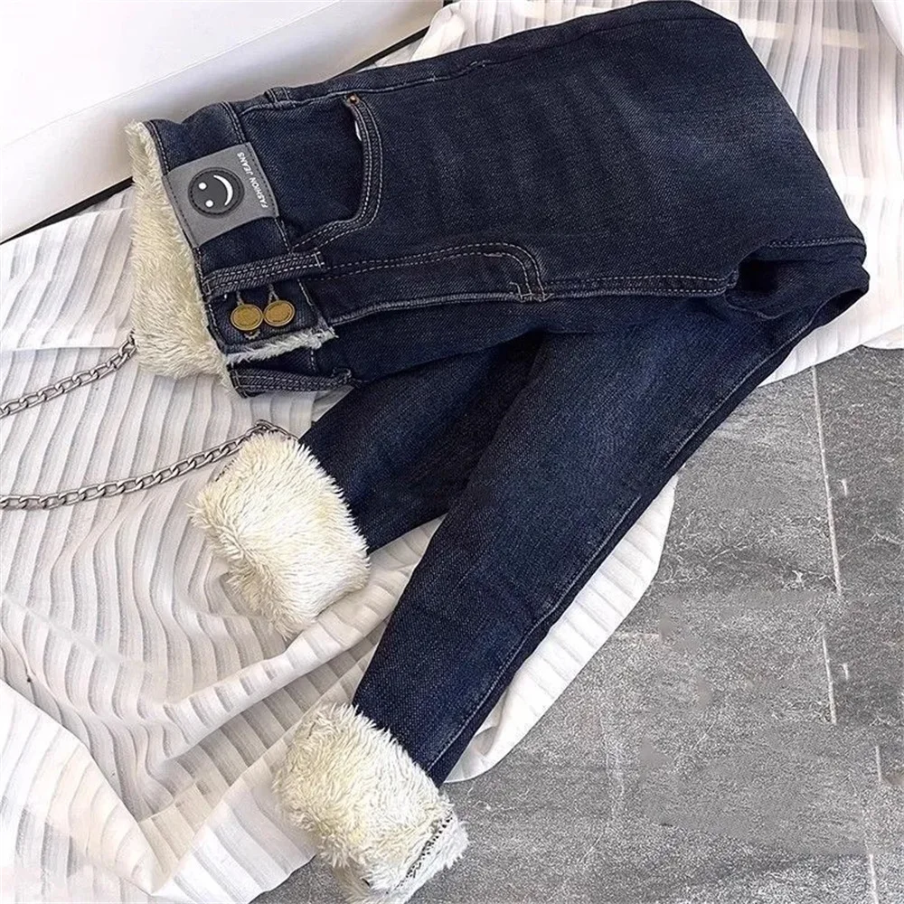 

Зимняя одежда, женские теплые джинсы скинни, утепленные джинсовые брюки-карандаш для женщин, синие базовые тонкие винтажные джинсовые брюки Y2k