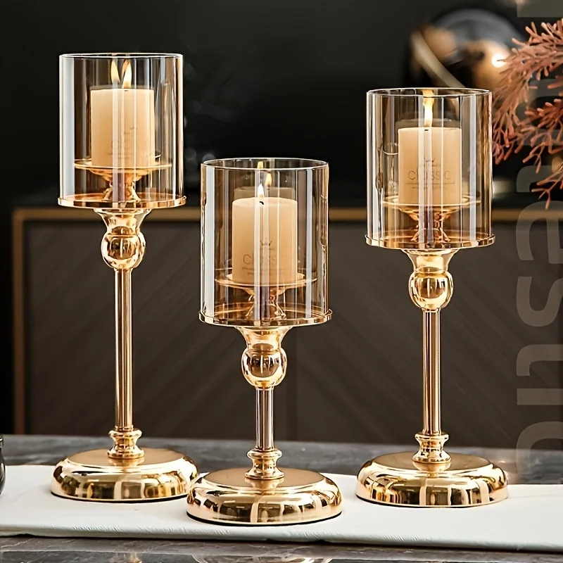 Glas-Säulenkerzenhalter-Set Gold Silber Dekorativer Kerzenständer für Hochzeit Party Tisch Festival Dekoration 2026 Neue Mode