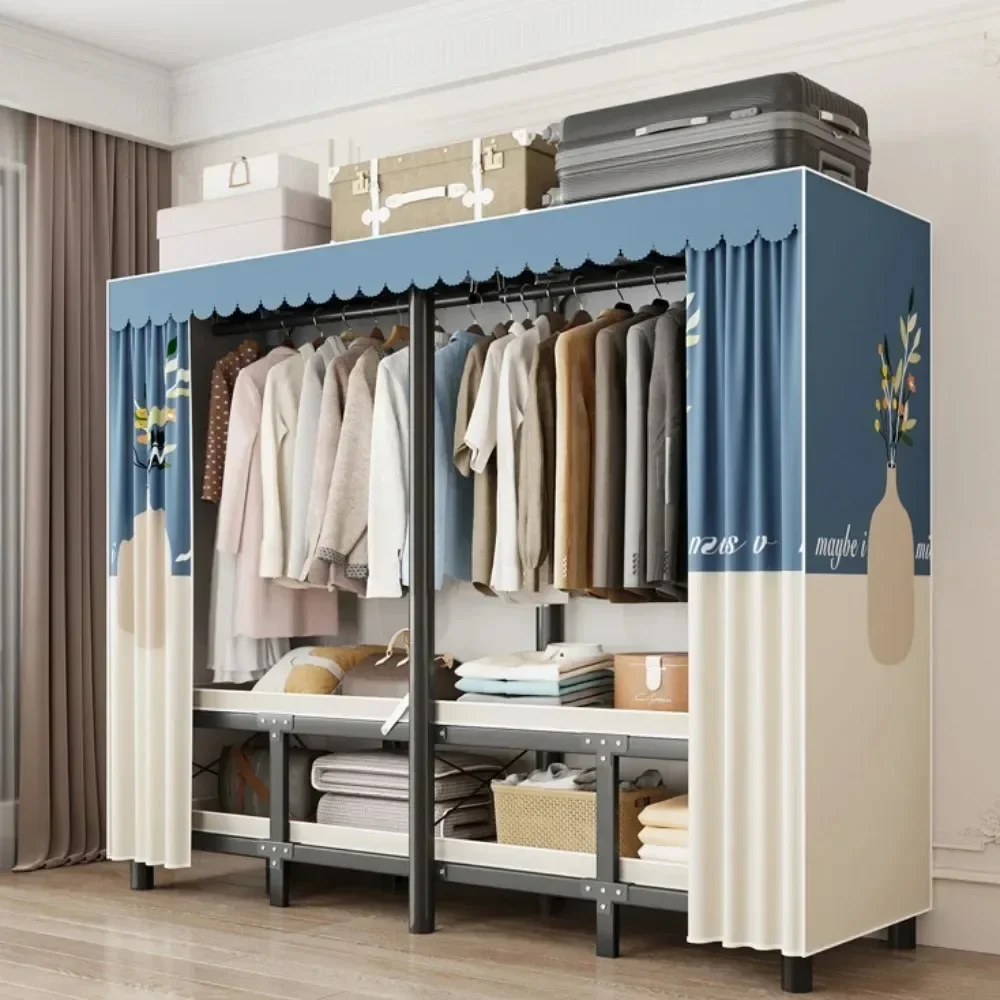 Foldable Closet Installation-Free Wardrobe Folding Simple Clothing Storage Rack Dustproof Shelf Integrated Organizer Cabinet