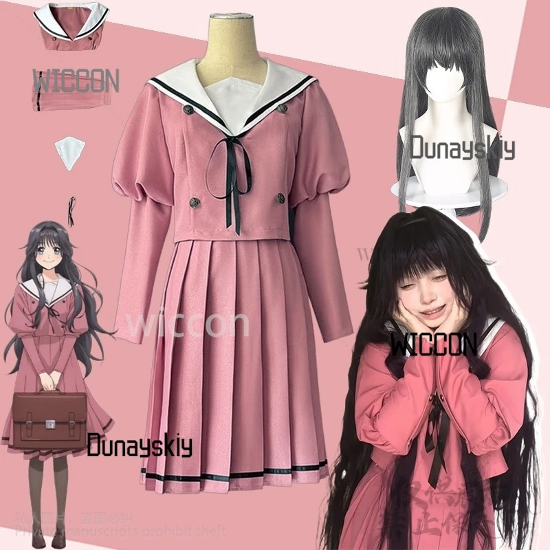 

New Anime The Fragrant Flower Blooms With Dignity Cosplay Waguri Kaoruko Japanese Kawaii Girls JK School Pink Dress Lolita Cos