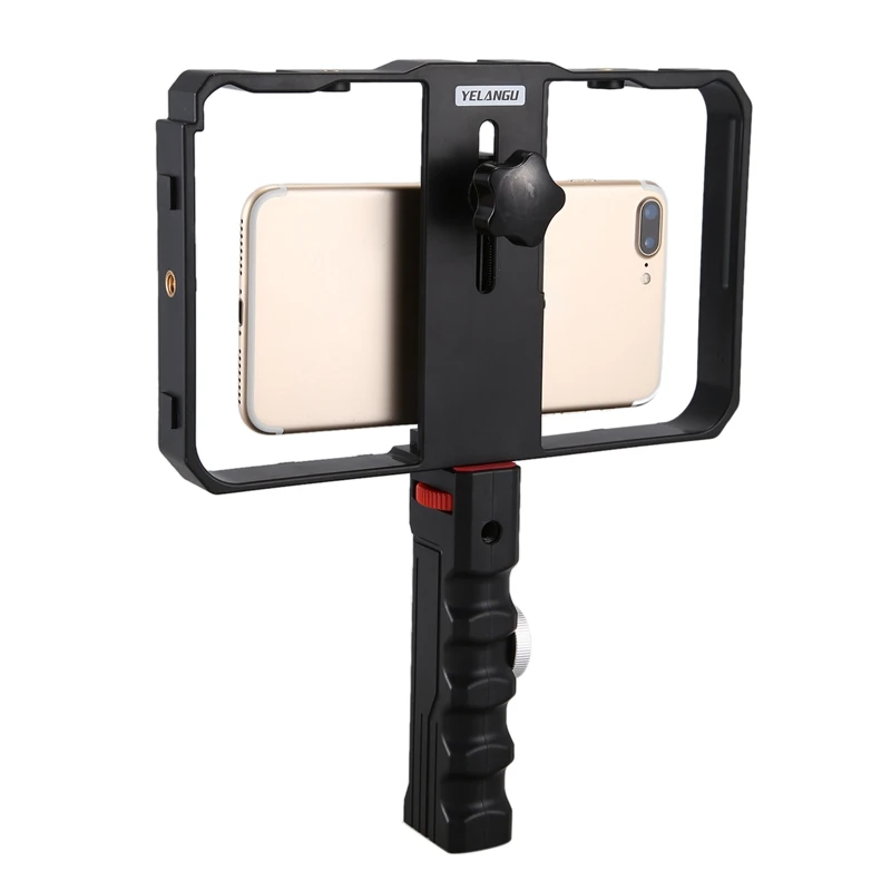 YELANGU Pro Smartphone Video Rig Filmmaking Case Phone Video Stabilizer Grip Mount For Iphone Xs Max XR X 8 Plus Samsung Huawei